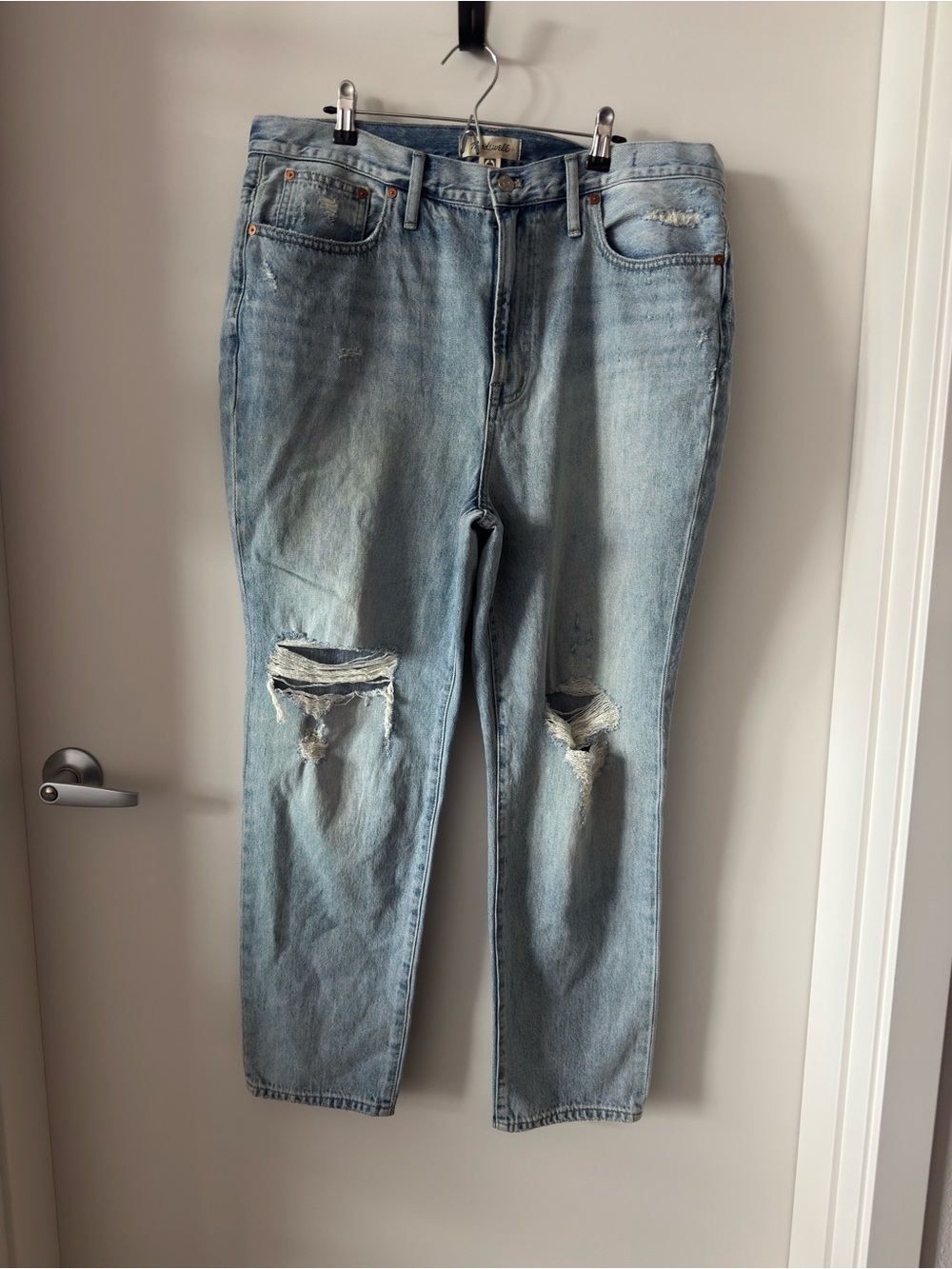 Madewell Womens The Perfect Vintage Jean Distressed Denim Light Wash